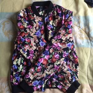 NWOT: silky 80's inspired floral bomber jacket
