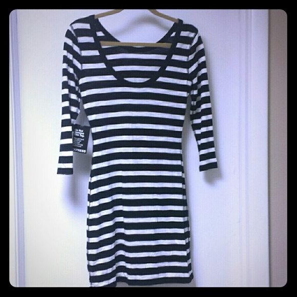 SOLD. Express Black & White Body Con Dress SOLD