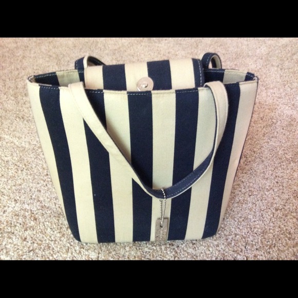 Darling Tan and Dark Blue J. Ferrar Purse
