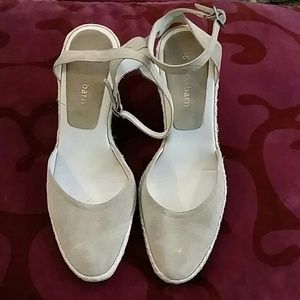 Cream suede wedges 7