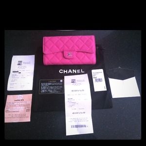 Chanel Caviar Large Flap Wallet Hot Pink