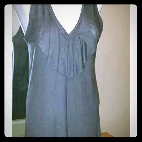 Grey Banana Republic Tank With Front Ruffle