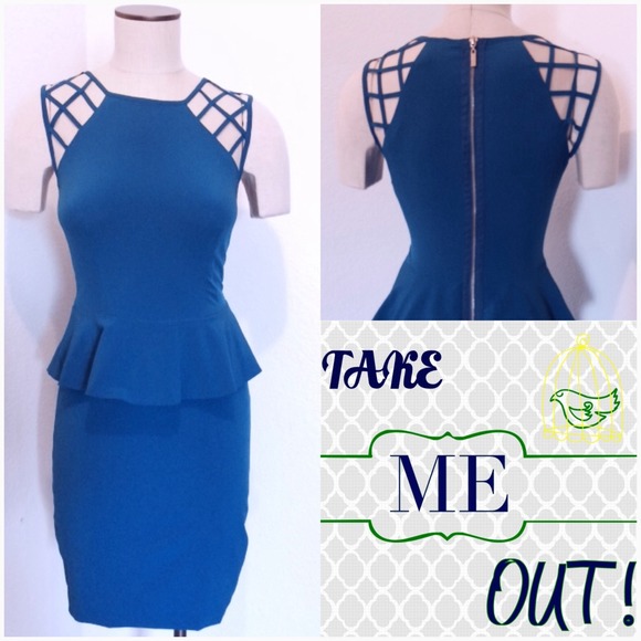 Blue Cage Bodycon Dress