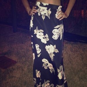 Black Floral Maxi Skirt