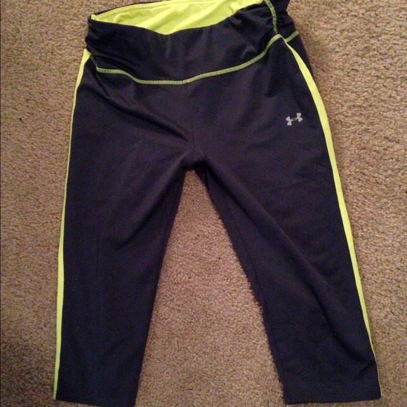 Grey and lime green workout capris