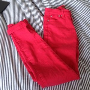 Red skinny jeans