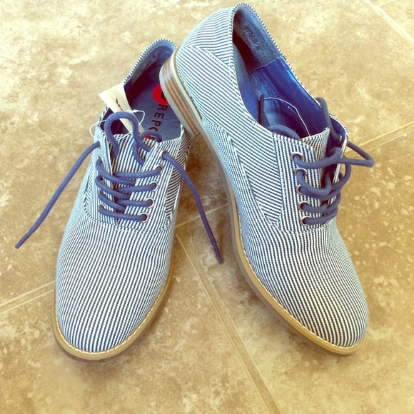 Blue and white Striped Shoes