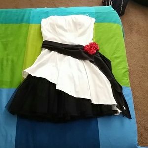 White and black formal dress