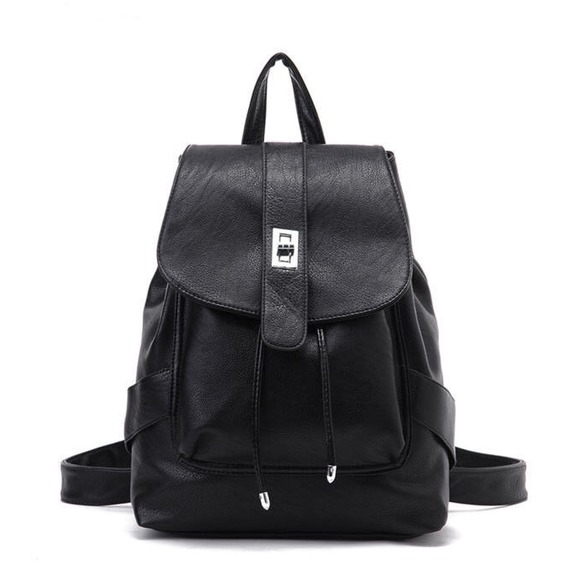 Black Leather Backpack