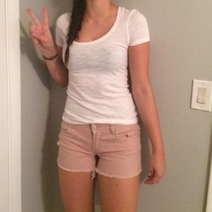 Blush colored festival shorts