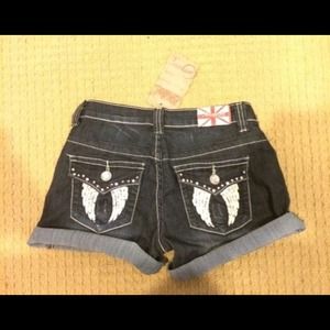 Brand NEW unworn dark wash wing / diamond shorts