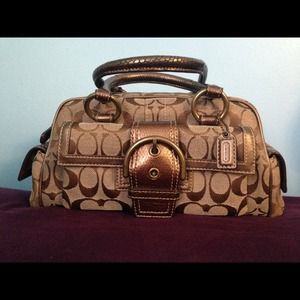 Coach purse with snakeskin handle