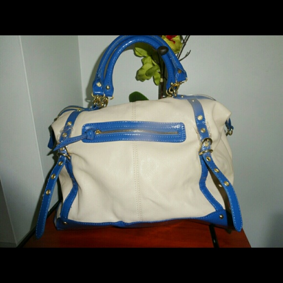 Beautiful Steve Madden blue & Off white satchel - Picture 2 of 3