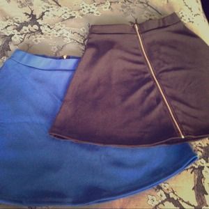 Medium Black and Medium Blue Skater Skirts