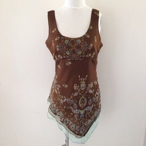 Graphic Chiffon Overlay Tunic