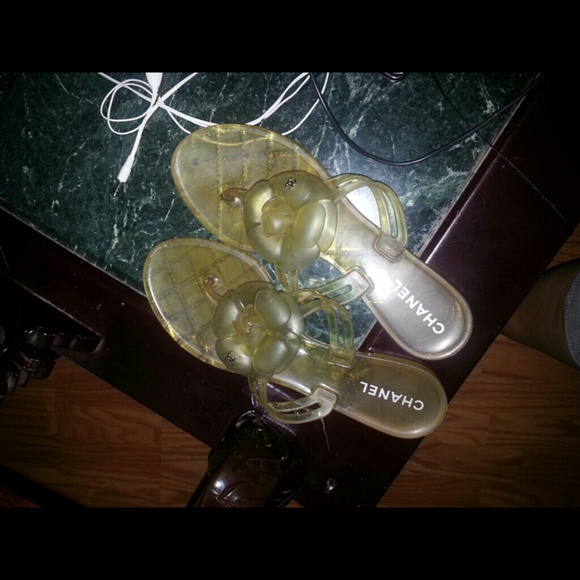 Authentic Chanel Camellia flip flops