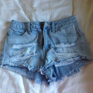 destroyed high waisted shorts
