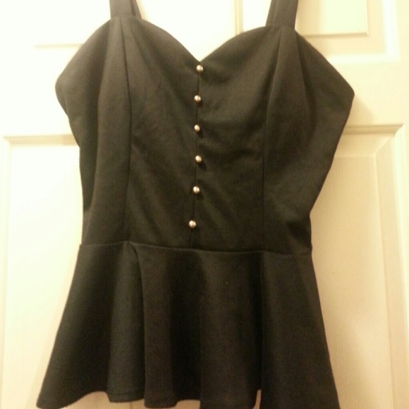 Black peplum top with bows in back