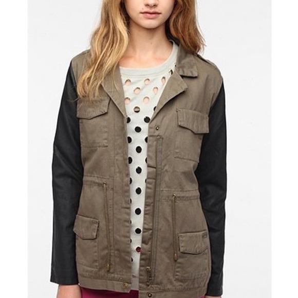 ❌SOLD Stussy Army Leather Sleeves Jacket