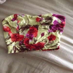 Strapless yellow floral top