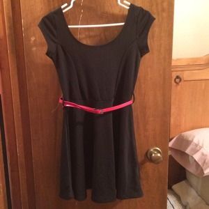Brand new scoop back black dress with red belt!