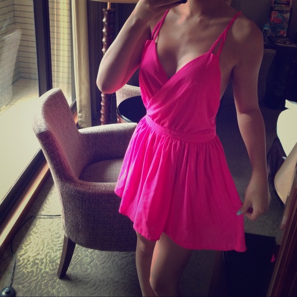 Hot pink sexy backless romper