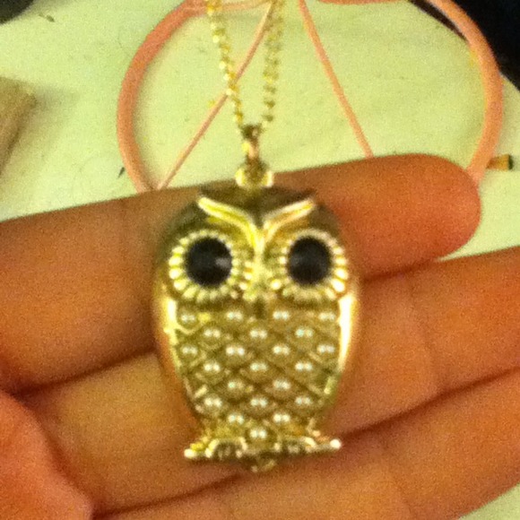 Pearl gem eyes owl necklace - Picture 1 of 2