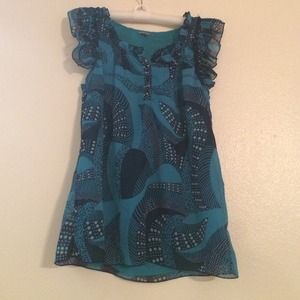 Charlotte Russe blue mosaic blouse top s