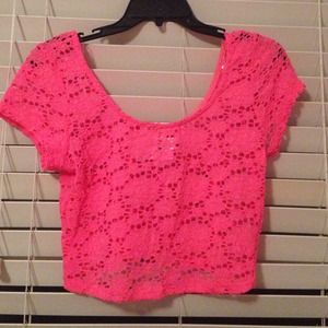 Pink lacy crop top. Brand new