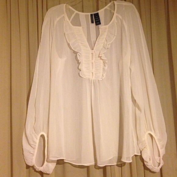 Bisou Bisou Tops - Bisou Bisou sheer beige shirt