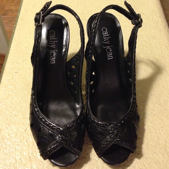 Black leather heels.