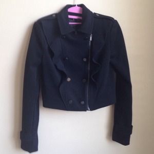 (Authentic) BCBG Black Ruffle Blazer Jacket