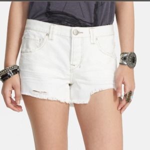 Free People "Shark Bite" White Denim Cutoff Shorts