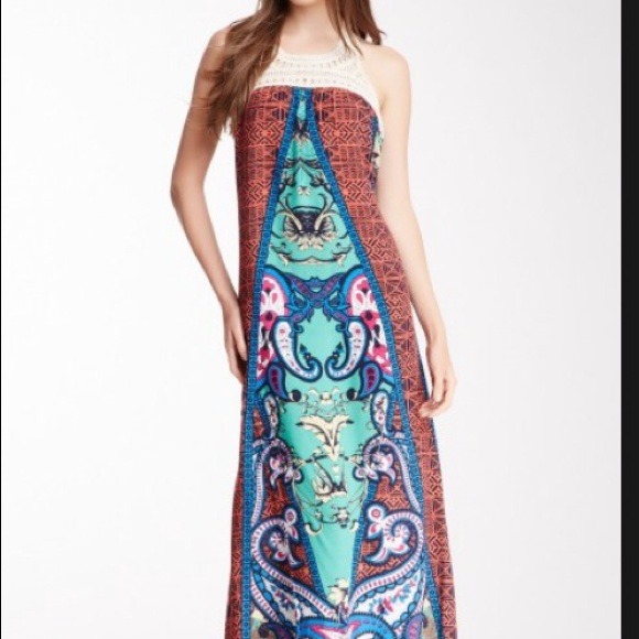 Boho crochet halter maxi dress