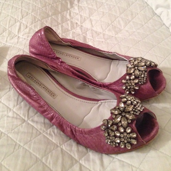 Vera Wang Lavender peep toe flats
