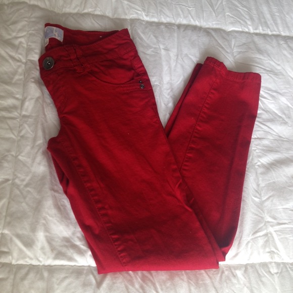 Red skinnies ankle cut