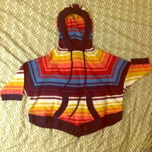 Rainbow hooded sweater poncho