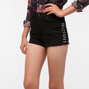 UO // black studded high waisted shorts