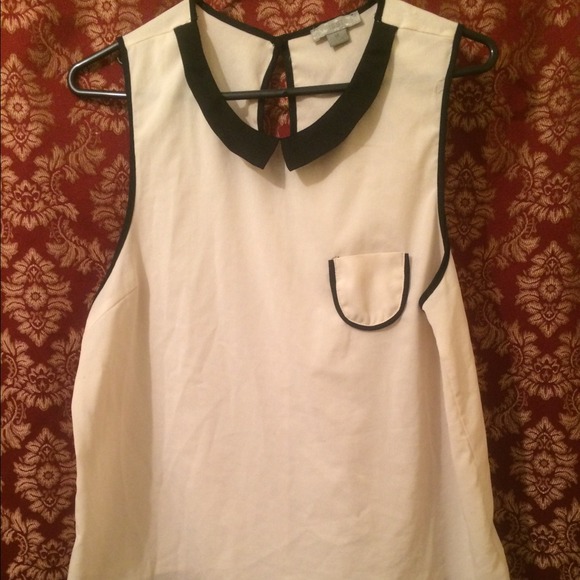Never worn white blouse with black collar!
