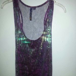 Purple Sequin/Snakeskin Printed Mini Tank Dress
