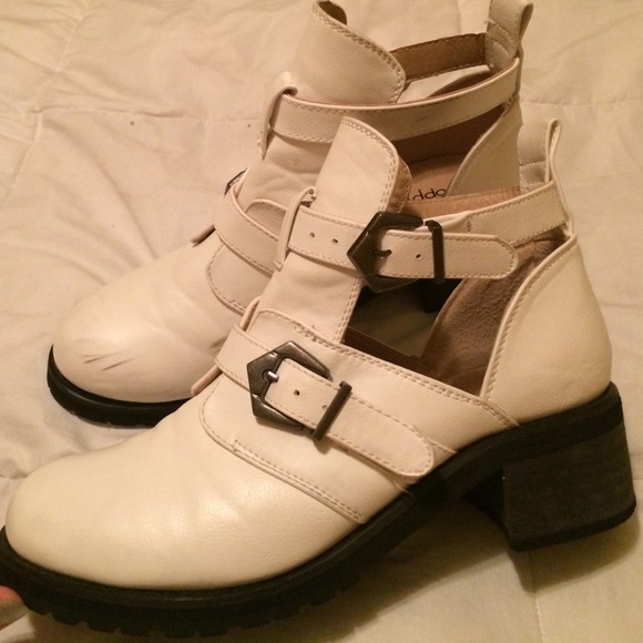 White chunky boots