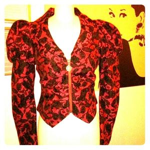 Black and Red Embroidered Blazer