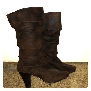 Cute Brown Suede Heeled Boots
