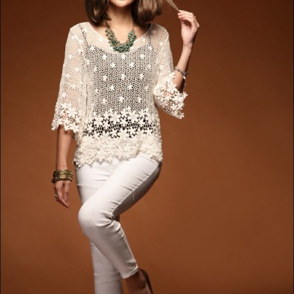 Flower crochet lace sleeve top