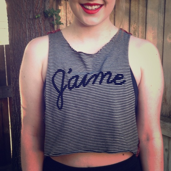 NWOT UO "J'aime" skinny stripe crop top