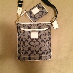Authentic Coach Signature cross body bag & wallet.