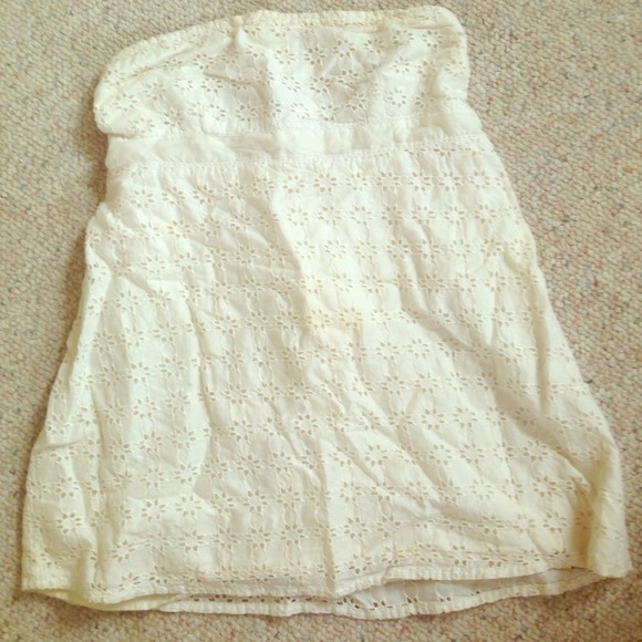 White Eyelet tube top.