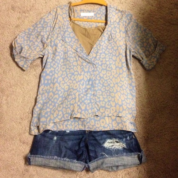 Lucy Love's leopard print blouse