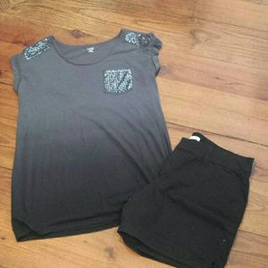 Black Ombre shirt with sequence