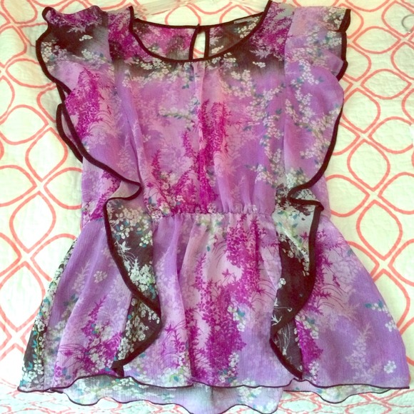 Sheer, purple blouse